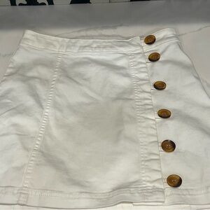 Free People White A-Line Mini Skirt Asymmetrical Ruched